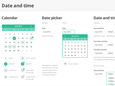 UI Kit - Date and time calendar date interface kit picker time ui ux web