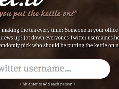 Put the kettle on kettle on tea