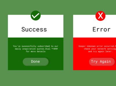 Success and error message. by Winfred Grace on Dribbble