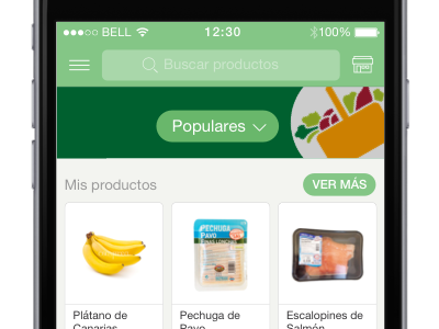 Comprea main screen grid grocery ios mobile products shopping