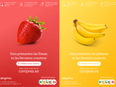 Fruit based posters for Comprea groceries strawberry banana print offline posters