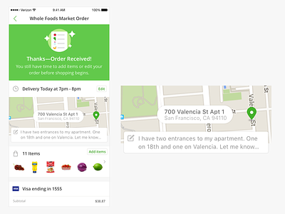 Instacart Orders on iOS detail grocery ios map order