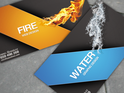 Personal business cards cards business water fire graphic design