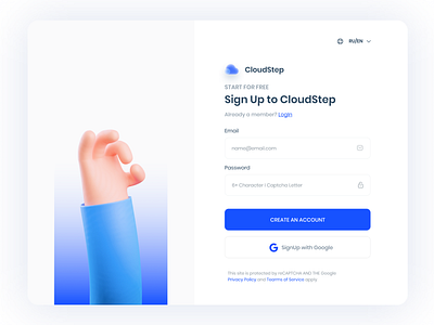 Cloud Step SignUp Page 3d animation app branding design graphic design icon illustration logo motion graphics ui ux