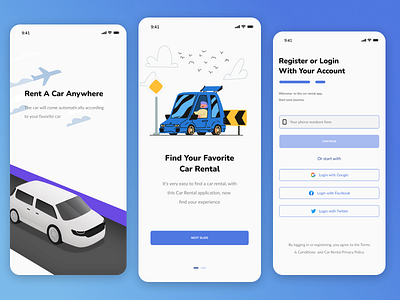Car Rental Mobile Apps app bike rental branding car rental design graphic design illustration mobile app motion graphics typography ui vector
