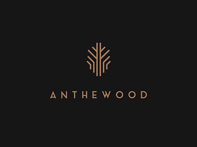 Anthewood Furniture brand business company corporate identity letter logo mock stationery tree wood