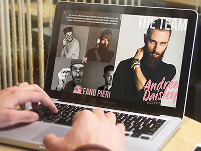 Andree Daisley - Website barber brand hair layout logo mobile page pink responsive rwd style web