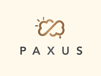 PAXUS logo design brand business cloud company crest identity logo mark monogram shape sun symbol
