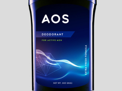 AOS deodarant label brand business company crest identity logo mark monogram packaging shape sport symbol