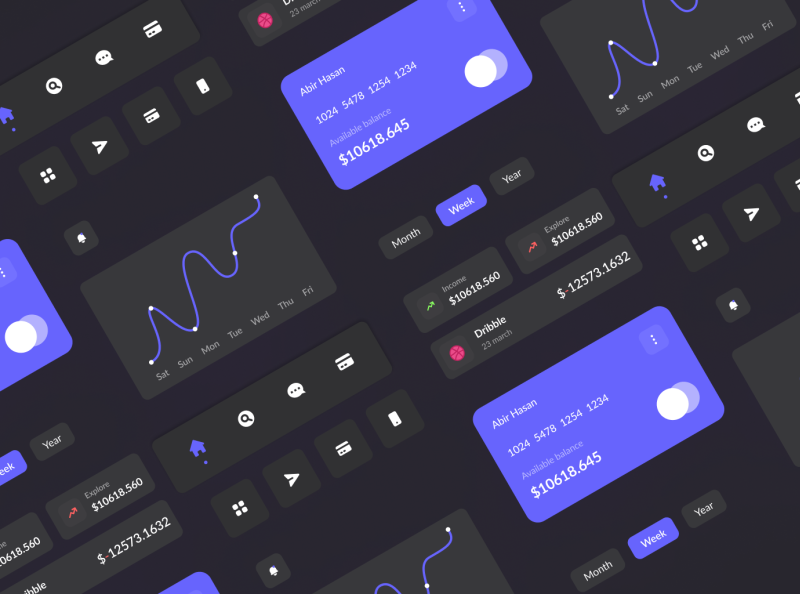 Finance App UI Elements by Abir Hasan on Dribbble