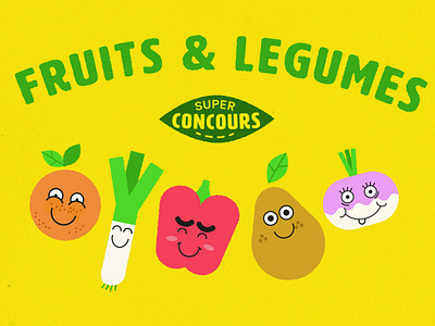 Fruits et légumes branding illustration typography vector