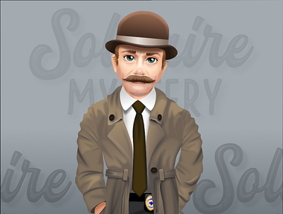 Solitaire Mystery - ingame character - detective 2dgameart 2dgameartguru affinity designer affinitydesigner characterdesign design gameart illustration vector