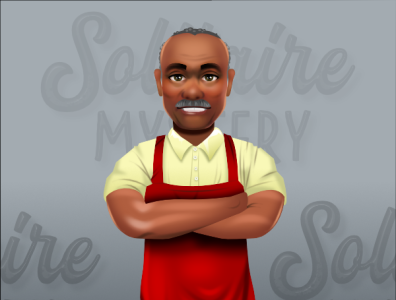 Solitaire Mystery - character design - grocer