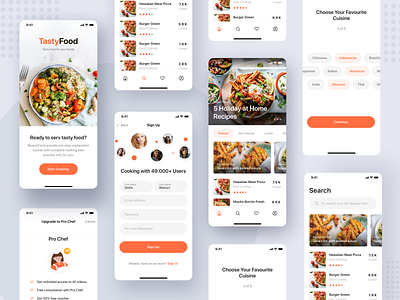 Cooking Courses App UI Kit android clean cooking course ecommerce elearning illustration ios mobile product ui ux