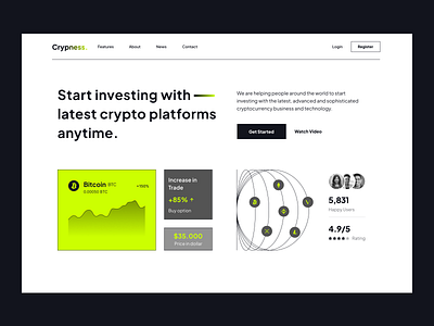 landing page: crypto platforms bitcoin branding brutalism clean crypto cryptocurrency homepage invest investment landing page platforms simple trade trading ui visual identity web web design webdesign webpage