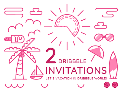 2 Dribbble Invitations dribbbbleinvitations giveaway icon illustration indonesia invitations invite player portfolio travel