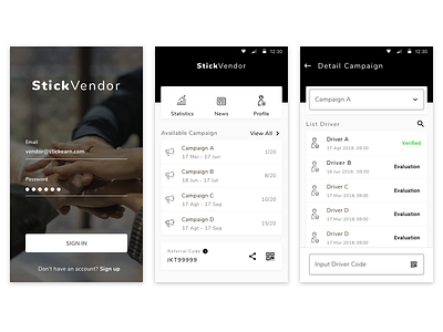 Vendor Management Apps android black card management mobile simple ui ux