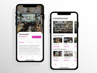 COWORKHUB. android card clean app coworking coworking space ios iphone x mobile app ui ux ui design