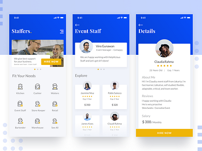 Staffing Mobile Application apps branding clean design designer hiring icon ios minimalist mobile product simple smooth staff typography ui ux