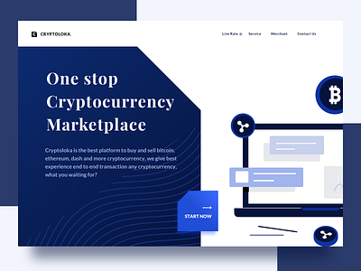 Cryptoloka Homepage bitcoin bold branding clean crypto currency crypto trading desktop landing page ui ux web