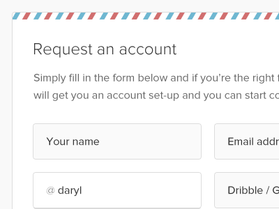 Request an account account form ui web