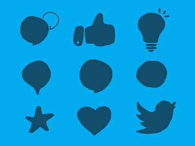 Hand Drawn Icons freebie handdrawn heart icons light bulb lightbulb social speech speech bubble star twitter vector