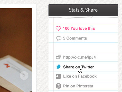 Stats & Share card cream cardcream facebook love paper pinterest share stats twitter