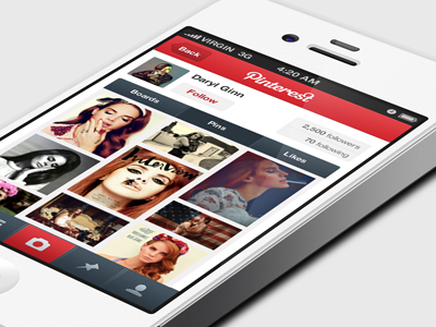 Pinterest iOS Profile Screen app design ios iphone pinterest profile re design ui