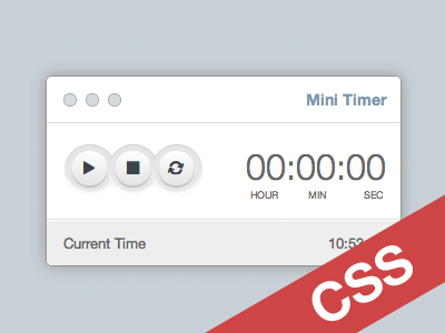 Mini Timer [CSS] app css design free freebie mac timer ui