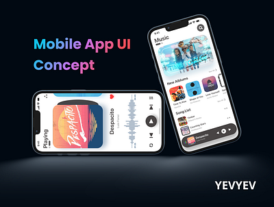 Music App UI Concept ++ YEVYEV free download free resouce music music app music app ui music ui music ui concept music ui free ui uxui