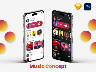 Music App With Dynamic Island Design Concept