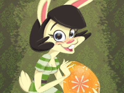 Bunnie card cartoon character design digital easter gift holiday painting photoshop