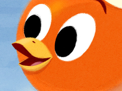 Little Orange Bird cartoon character cute digital disney painted photoshop vintage