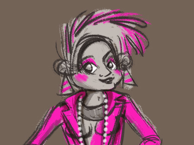 Sheryl 80s drawing girl photoshop sketch warm up