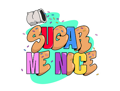 SUGAR ME NICE LOGO (BAKERY) bakery branding design graffiti graphic design illustration logo rainbow typography vector