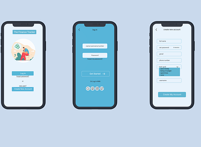 login /create new account page for financial tracking app dailyui ui