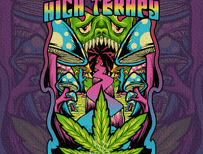 HIGH THERAPY (design for sale) animation artwork design forsale illustration ilustrat psychedelic t shirt design typography