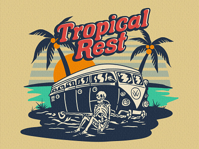 TROPICAL REST (design available for sale) animation artwork awesome branding design forsale illus illustration ilustrat logo psychedelic retro vintage