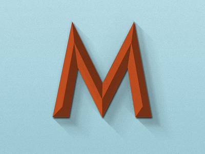 M blue letter m shadow subtle texture teal typography