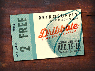 2 Dribbble Invites Available Now draft dribbble dustin lee invitation invite player retro retrosupply vintage wood