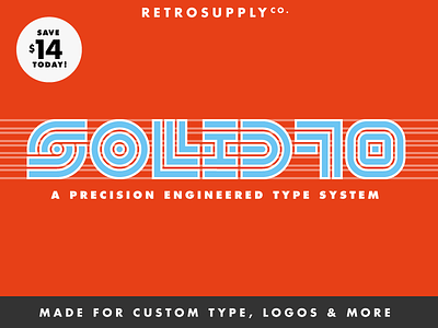 [NEW] SOLID70 Typeface cool fonts customizable display font geometric logos retrosupply scott fuller solid70 the studio temporary typeface