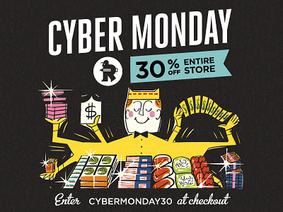 30% off everything, free t-shirts, and more! actions brushes cyber monday deals discounts illustrator photoshop retro retrosupply textures vintage