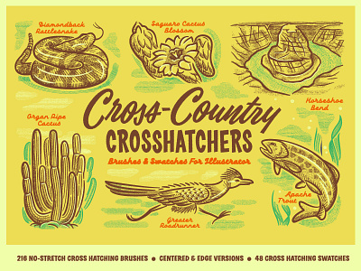 Cross-Country Crosshatchers for Illustrator and Procreate crosshatching illustrator procreate