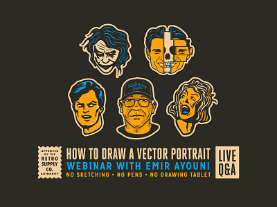 How to Draw Vector Portraits with Emir Ayouni adobe illustrator illustration illustrator portraits vector vector art vector illustration webinar
