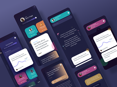 Learnings Dark Version android app cards colors design designs ios learning mobile offers ui ux
