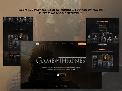 Game Of Thrones - UI Design design dribble game of thrones inspiration interface landing page mockup redesign series series ui ui uidesign uiinspiration uiux user experience user interface ux uxdesign web ui website