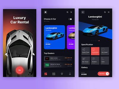Luxury Car Rental UI design mobile app design ui ui design