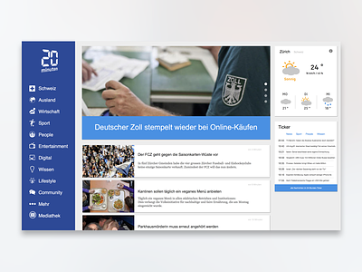 20 Minuten ReDesign 20minuten freetime homepage news oldproject redesign