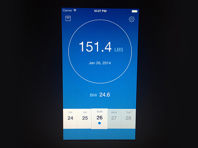 Weight app blue clean design interface ios ios7 iphone mobile photoshop ui