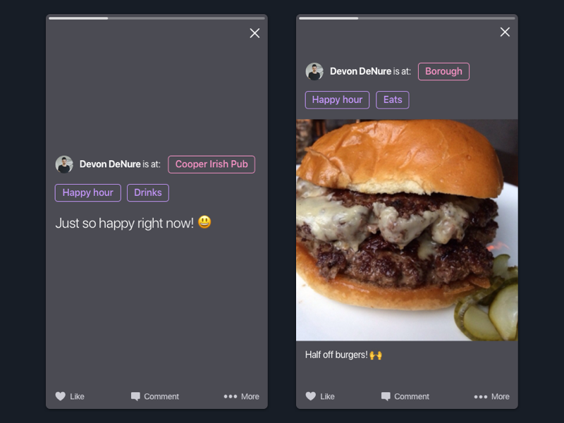 Posts with tags location tags night dark ios app iphone ios app social media media social posts post